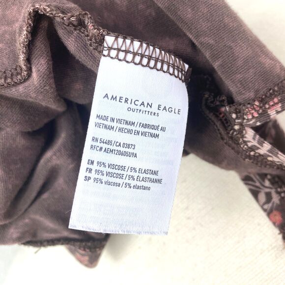 Vintage Y2K Tank Top American Eagle Outfitter Small Brown Calico Print Knit Boho - Picture 10 of 10